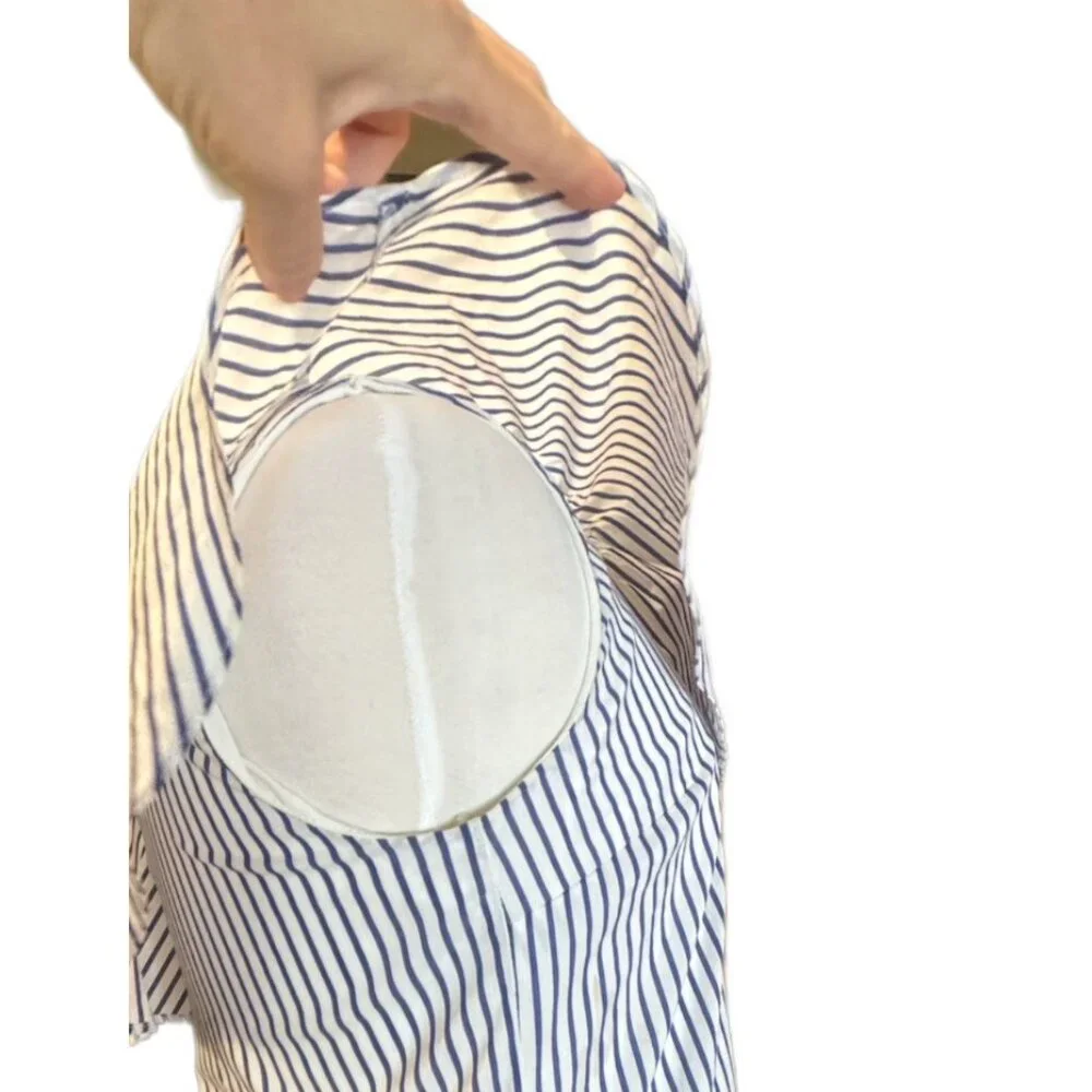 A. Byer NEW Small Striped One Shoulder Ruffle Blue Summer Dress with Pockets - Picture 5 of 11